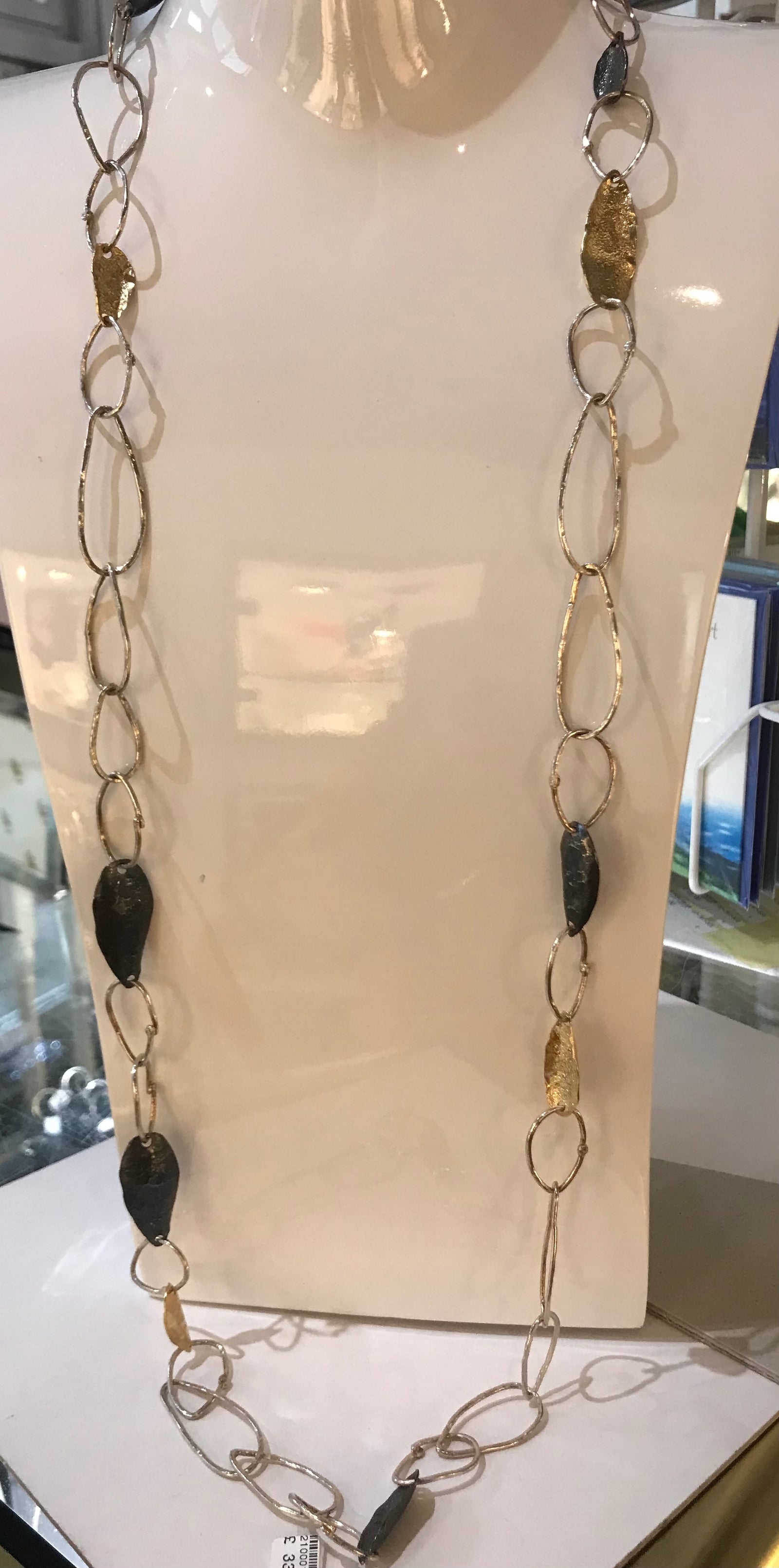 Long Multi colour silver necklace 18148