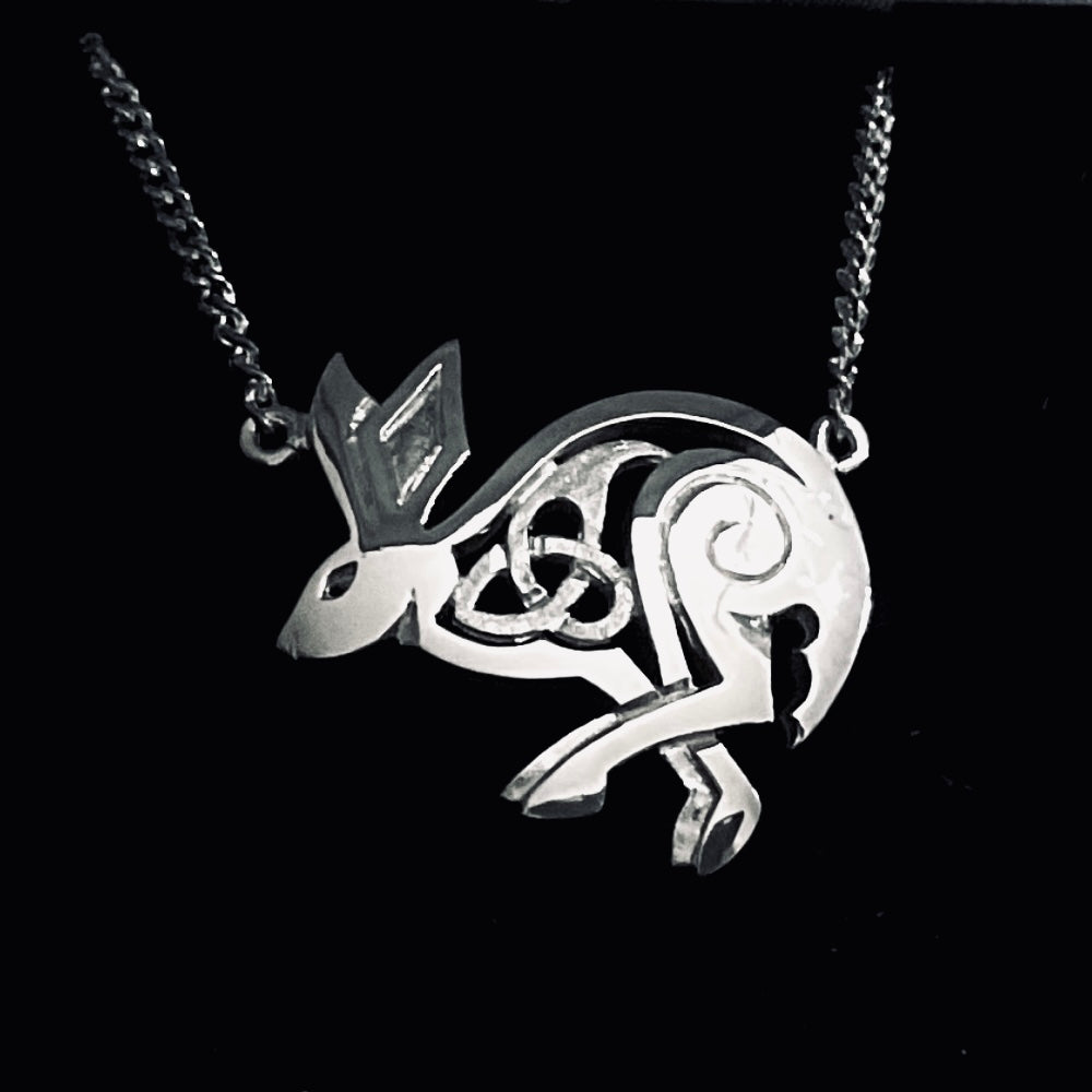Silver Celtic Hare Brooch - H2