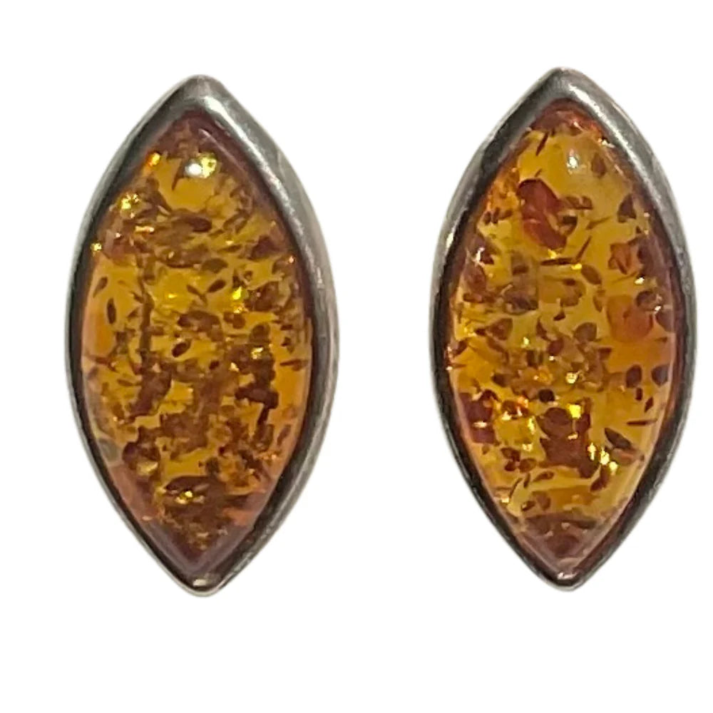 Sterling Silver Amber Stud Earrings