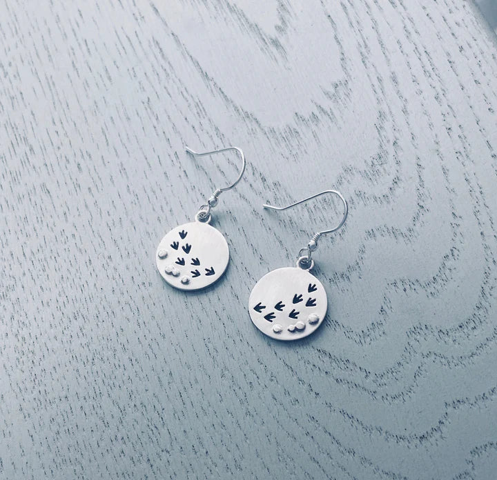 Bird Prints in the Sand Drop Earrings