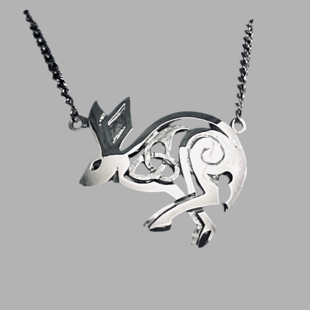 Silver Celtic Hare Brooch - H2
