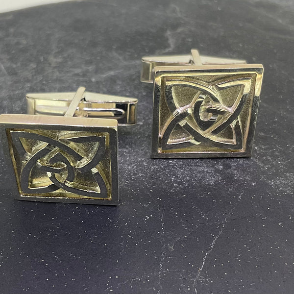 Silver Square Celtic Cufflinks - - Ogham Jewellery