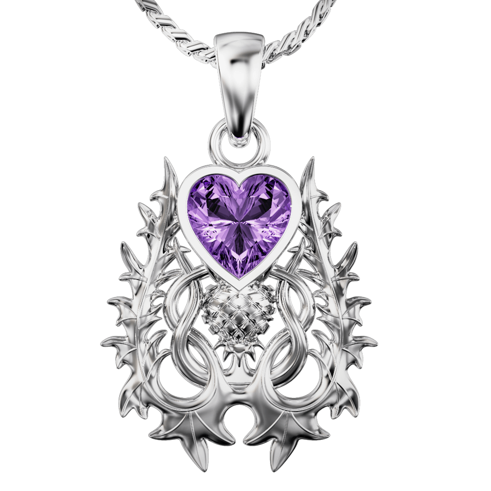 Scottish Thistle Pendant with Amethyst | 925 Sterling Silver outlet