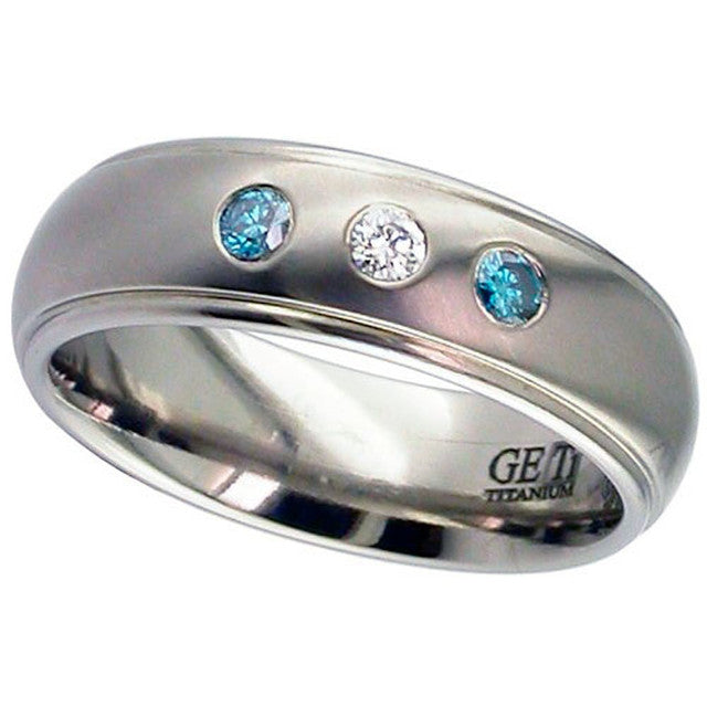 Mens white gold deals blue diamond wedding band