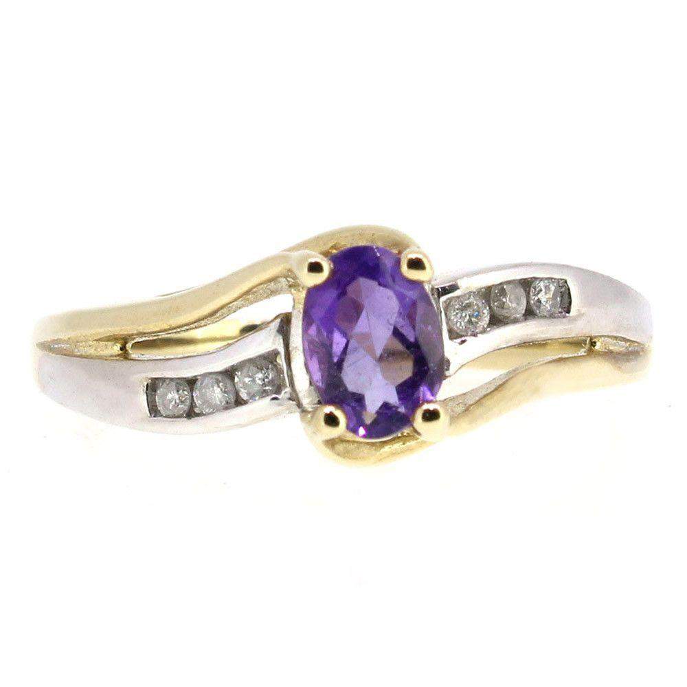 9 Carat Gold Diamond And Amethyst Ring 51T37