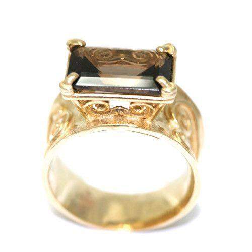 Gold Plated Sterling Silver and Quartz Ring - GP37-Ogham Jewellery