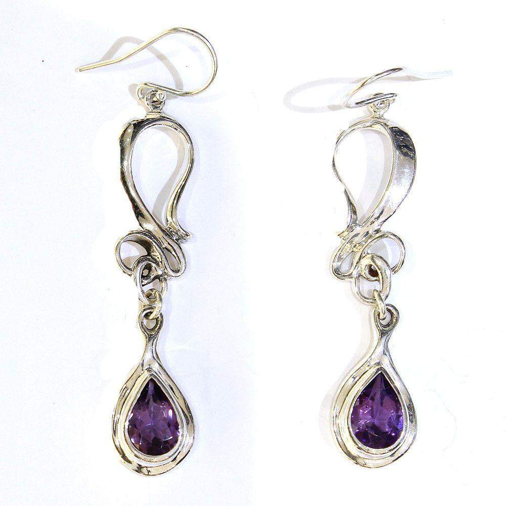 Hagit Gorali Silver And Amethyst Or Topaz Earrings-Ogham Jewellery