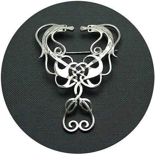 Silver Celtic Dragon Brooch - Z18 - Ogham Jewellery