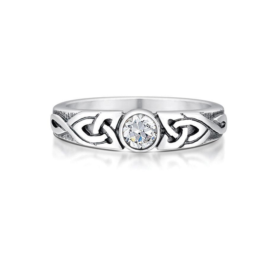 Silver celtic hot sale engagement rings