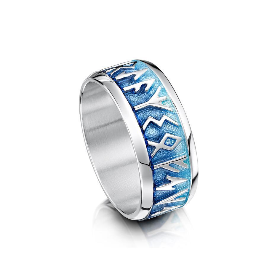 Sterling Silver & Enamel Runic Ring - ERX34 - Ogham Jewellery