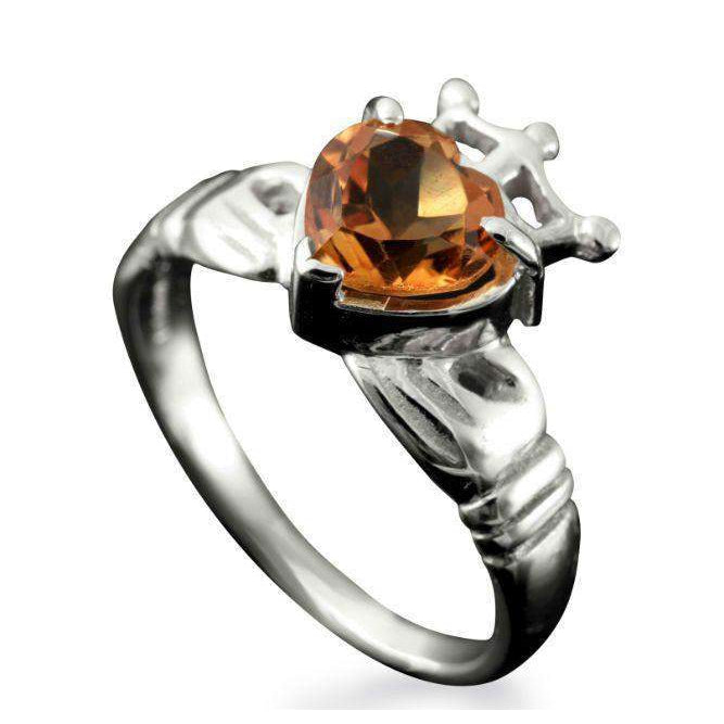 Gemstone hot sale claddagh ring