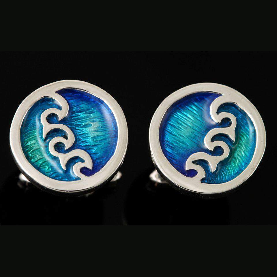 Silver hot sale enamel cufflinks