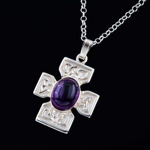 Sterling silver amethyst deals cross necklace