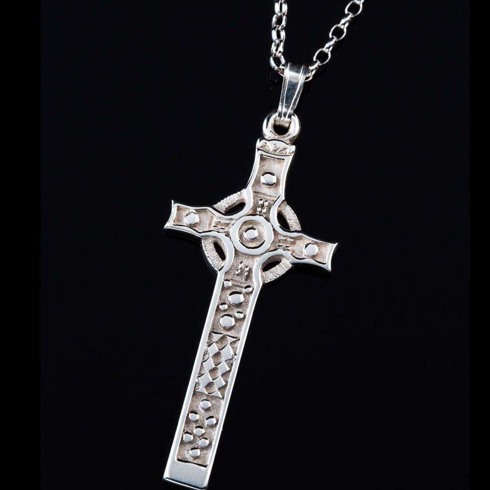 Mens white gold on sale celtic cross necklace