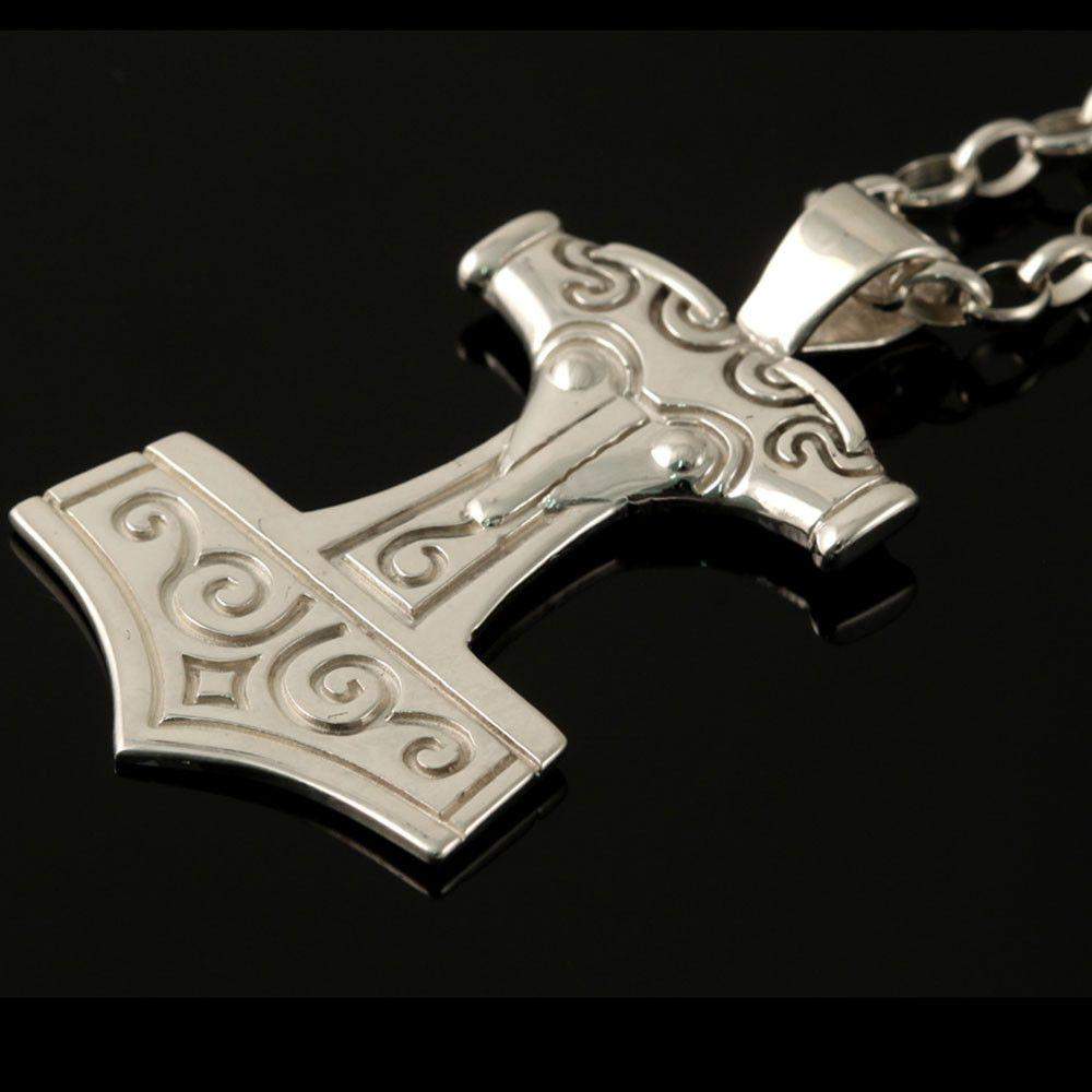 Thor's Hammer Pendant With Odin and Ravens Sterling Silver - Northlord-PK