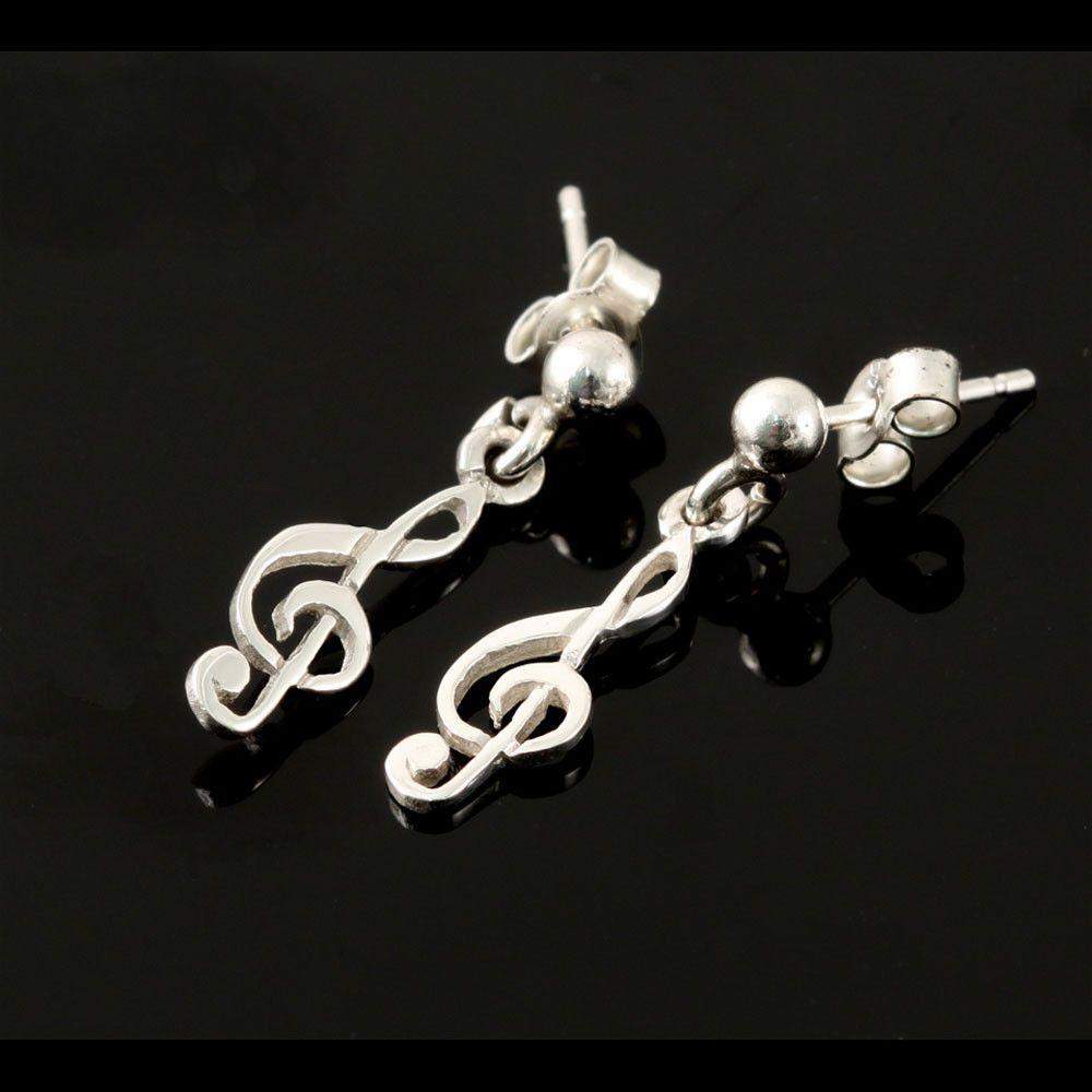 Sterling silver treble deals clef earrings