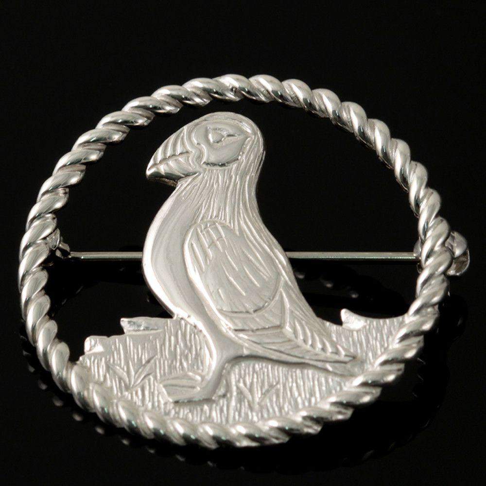 Sterling Silver Or Gold Puffin Twist Brooch B100 s