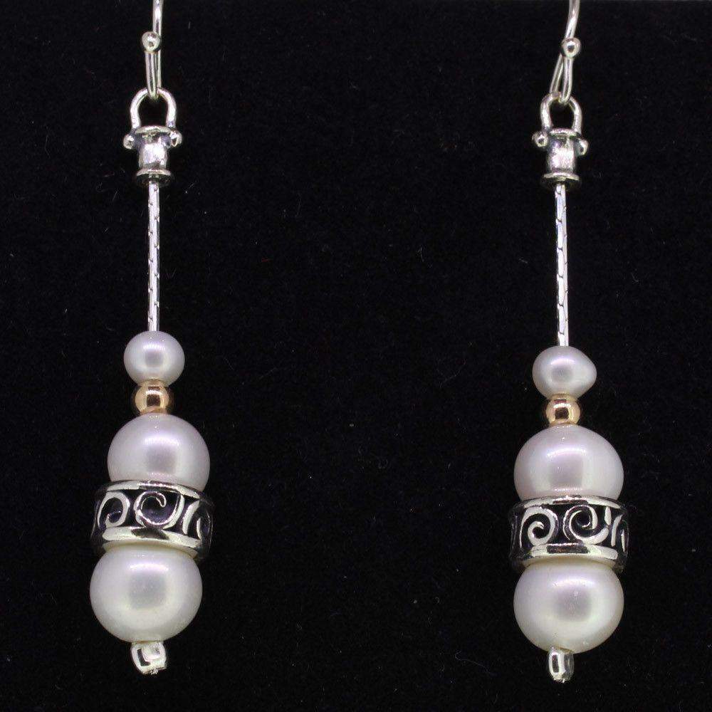 Tamir Silver And Pearl Earrings -EG5413-Ogham Jewellery